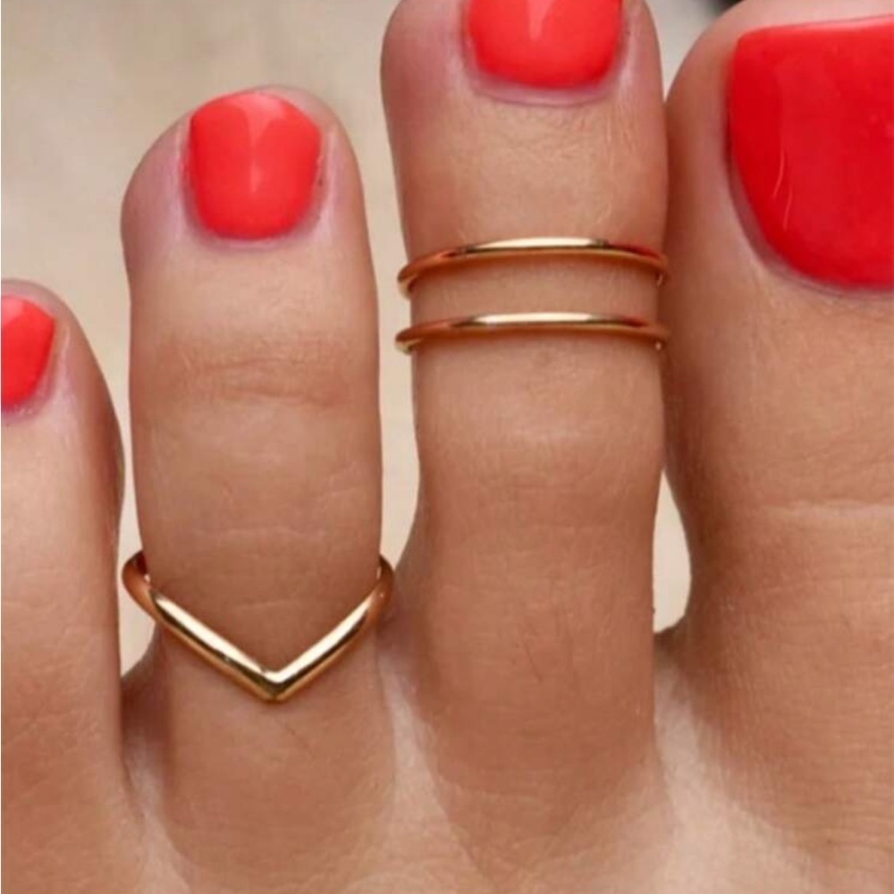 Gold 2pc Geometric Toe Rings